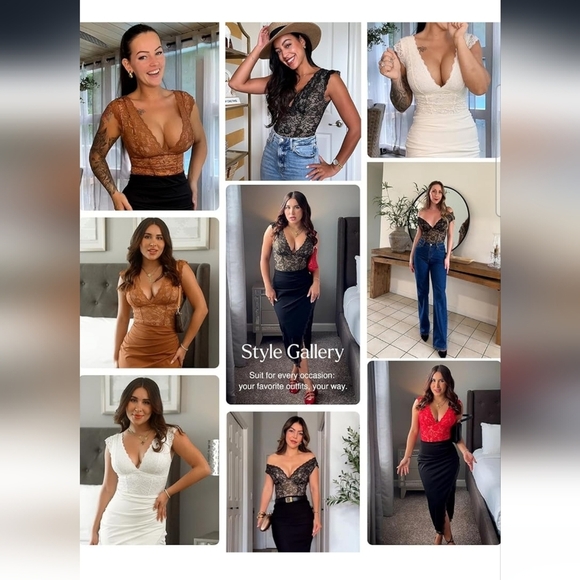 Popilush Black Lace Cap Sleeve Shapewear Tummy Control Bodysuit Size 3XL - Picture 2 of 11